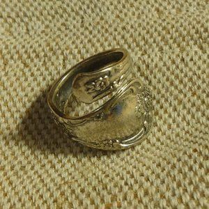 Vintage Spoon Accent Ring Floral Details